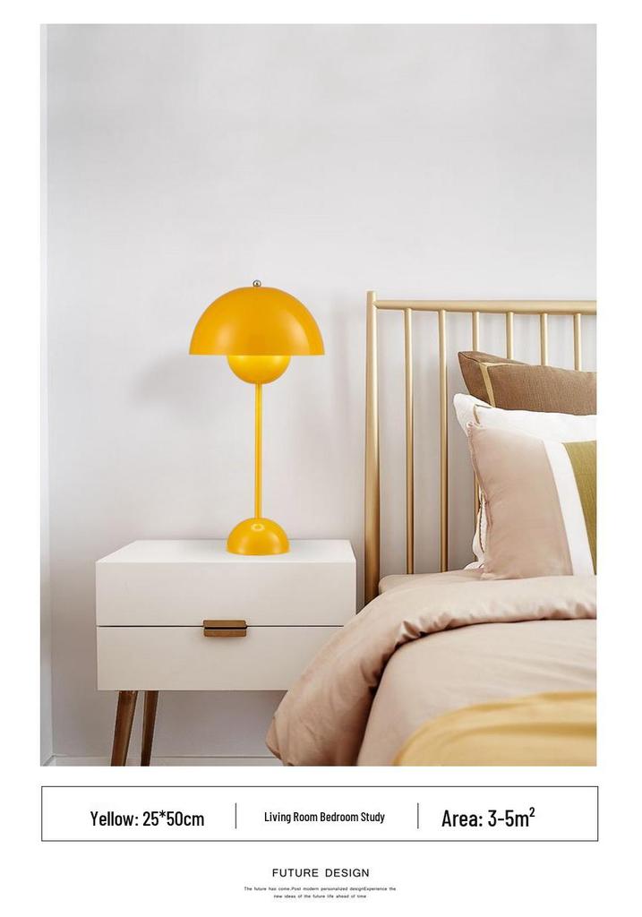Nordic Modern Mushroom Bedside Lamp by Danish Designer - Creative Floral Bud Style for Bedroom or Wedding Decor.