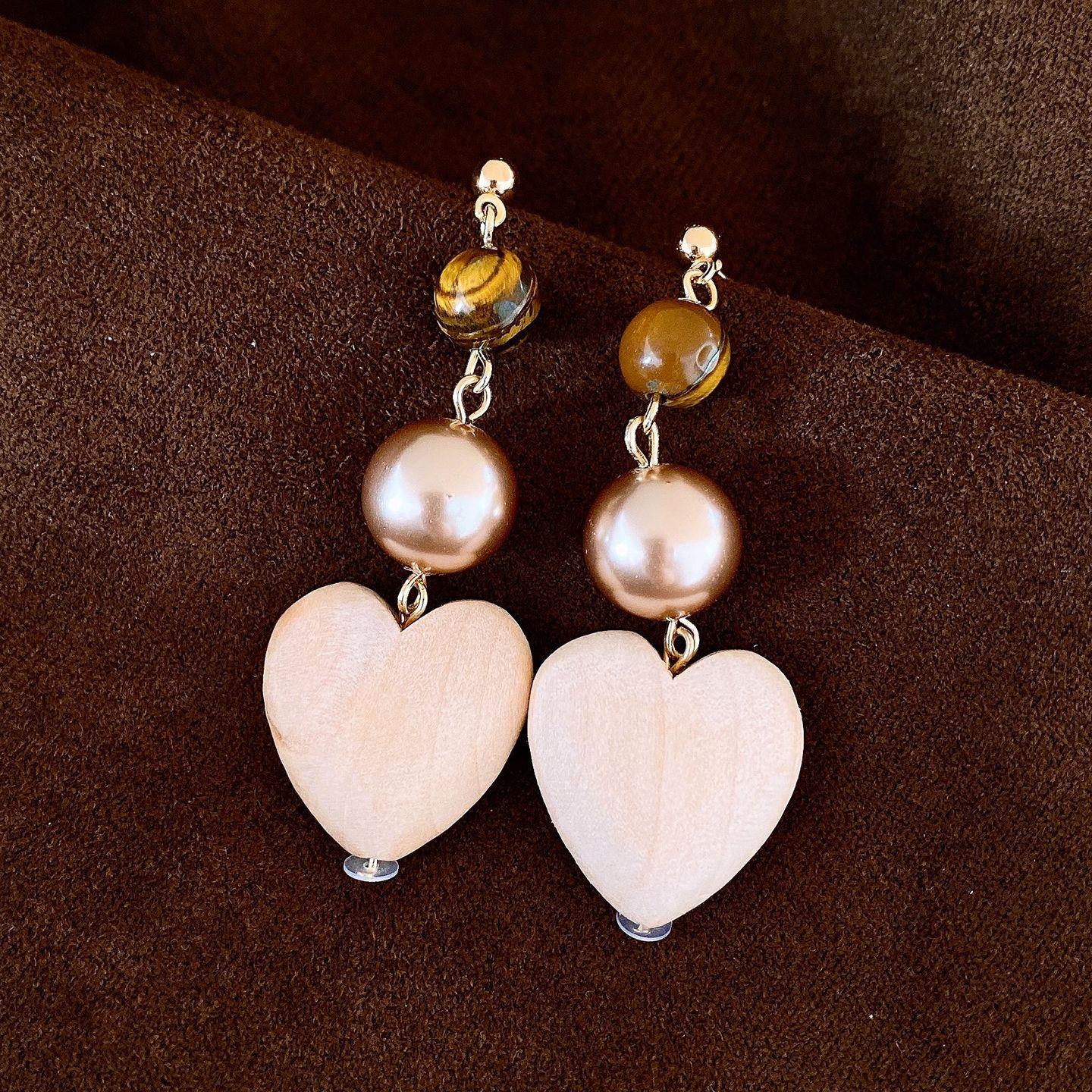 Французские серьги-гвоздики из дерева с тигровым глазом, серьги, модные, с индивидуальностью, серьги с темпераментом