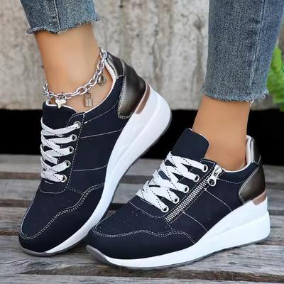 Fashion Wedges Sneakers Women Spring Lace Up Platform Sports Shoes Lightweight Non Slip Casual Shoes