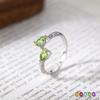 Women's S925 Sterling Silver Droplet Natural Crystal Adjustable Open Ring Garnet Topaz Jewelry
