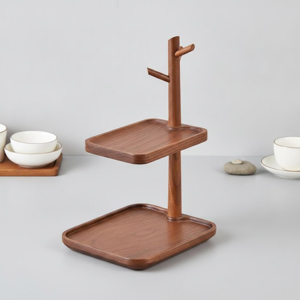 Two-Tier Tabletop Storage Organizer Elegant Tiered Tray Stand Easy to Clean