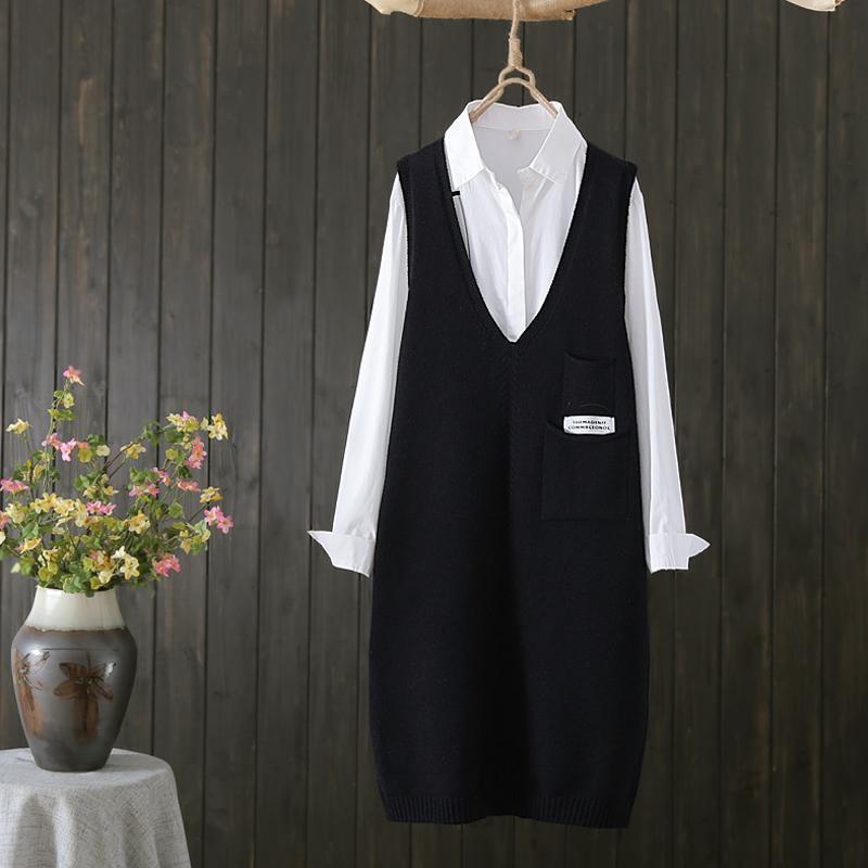 Women Knitted Vest Women Autumn and Winter Korean Versatile Casual Camisole Medium Length Sleeveless Sweater Vest Female