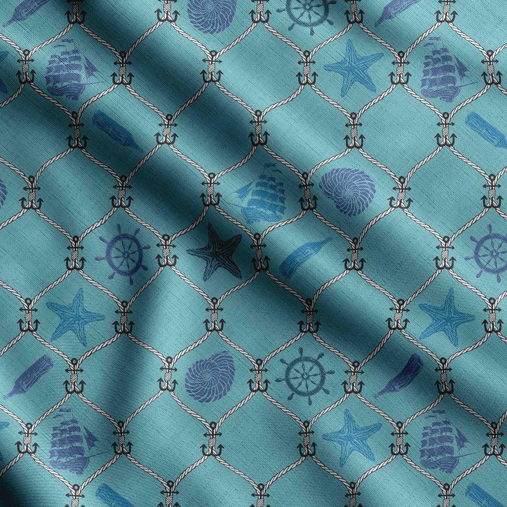 Soimoi Muscheldruck, Baumwollcambric, Quiltstoff Meterware 107 cm breit, mittelschwerer Baumwollstoff, Nähzubehör, Blau &