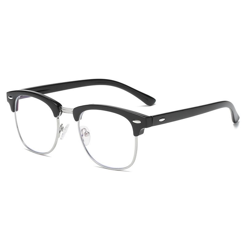 SHAUNA Anti-Blue Light Classic Vintage Men Half Frames Optical Glasses Women Computer Eyeglasses