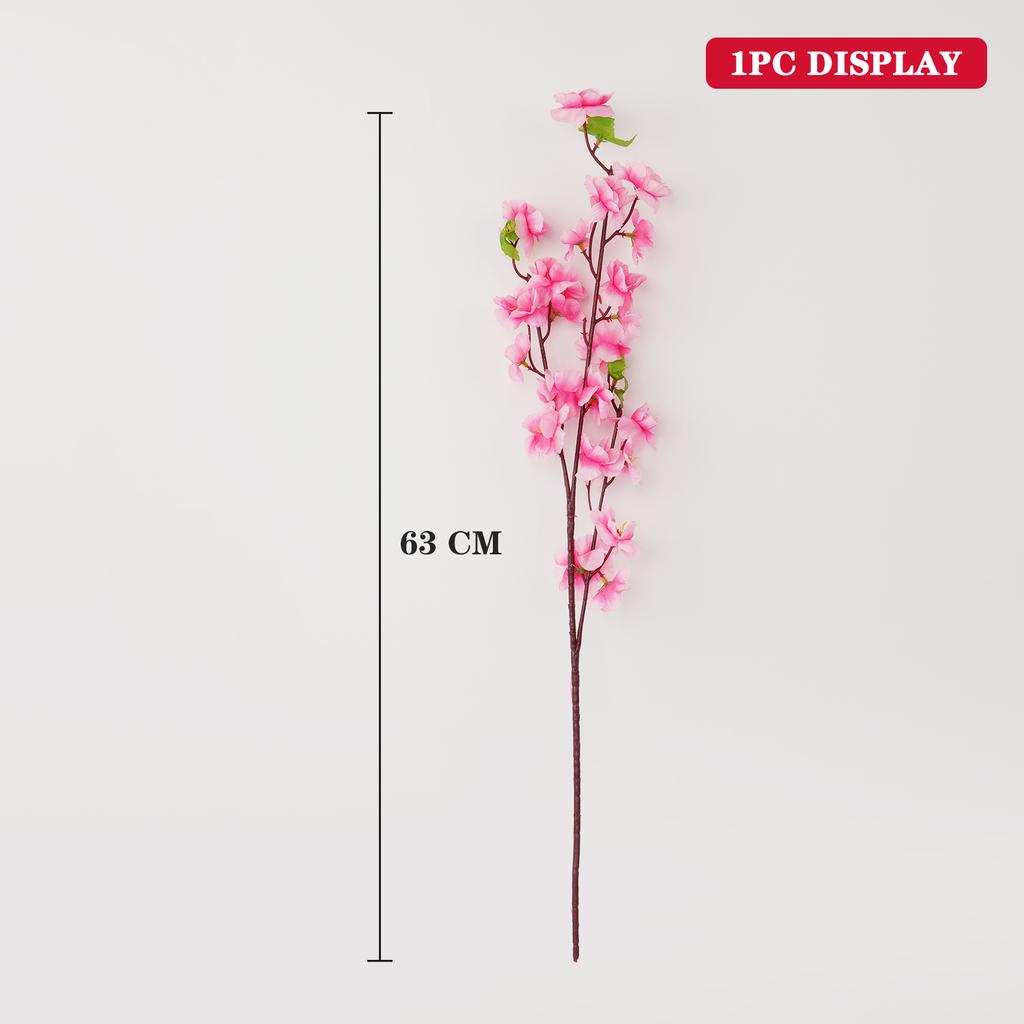Artificial Flower Silk Peach Blossom Branch Plum Cherry Blossom Party Arrangement Accessories for Office Table Hotel Decoration