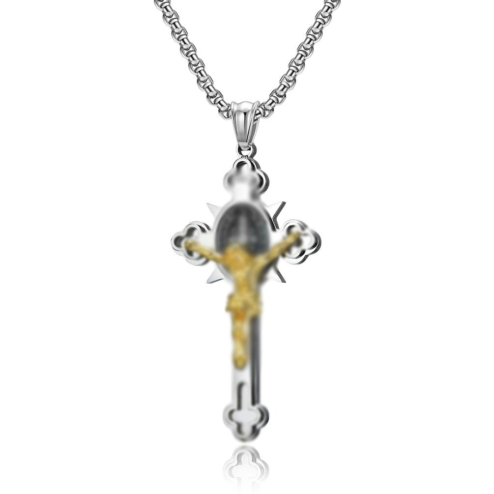 European and American Style Niche Design Titanium Steel Cross Necklace Trendy Mens Outfit Matching Pendant
