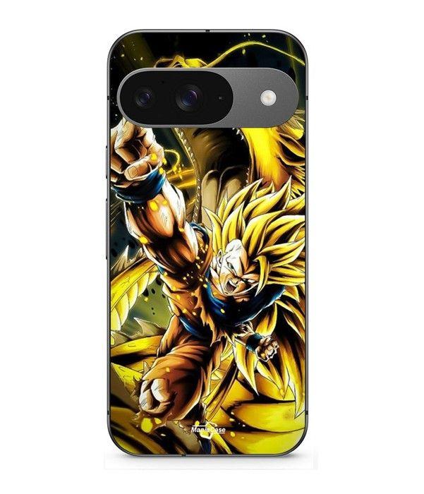 Coque - MANIACASE - Google Pixel 9 - Souple - Son Goku Super Saiyan SSJ3 - Noir noir