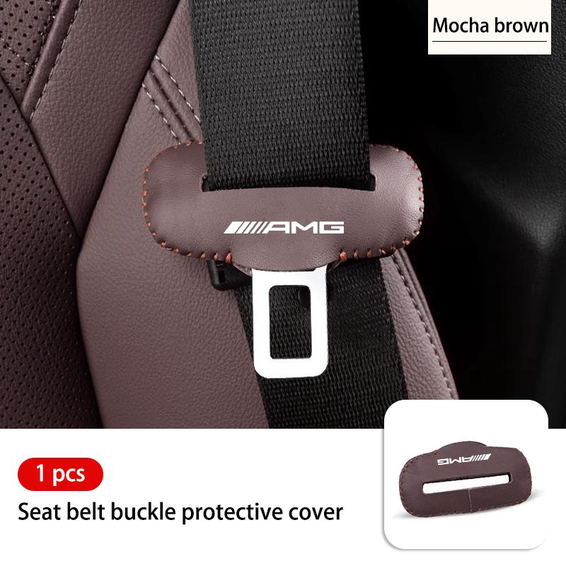 AZP2 Leather Car Seat Belt Buckle Clip Plug Protection For Mercedes Benz AMG W204 W205 W203 W211 W201 W210 W108 W124 W126 W140