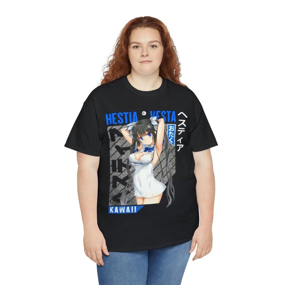 Hestia T-shirt The DanMachi Cute Anime Sexy Waifu Shirt Gothic Lewd Otaku Unisex T-Shirt M