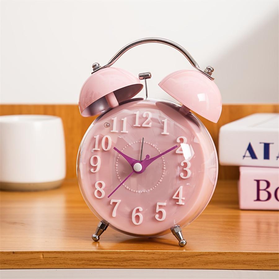 

1PC Super Loud Bell Alarm Clock, Retro and Cute, with Night Light, Silent Walking Time, Bedroom, Living Room, Home Decoration,