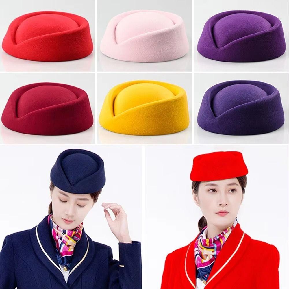 Vintage Looking Airline Stewardess Caps Pillbox Hat Uniform Stewardess Hat  Cosplay Costume