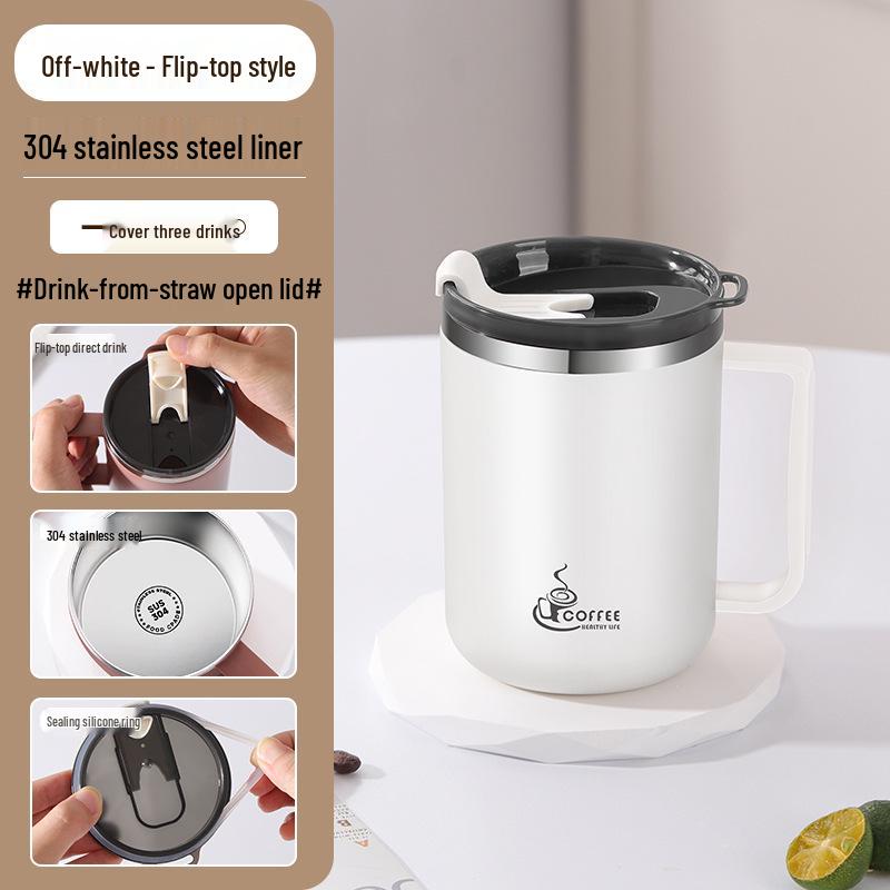 Drop-Proof 304 Stainless Steel Mug with Lid for Home, Office, or Dorm Use