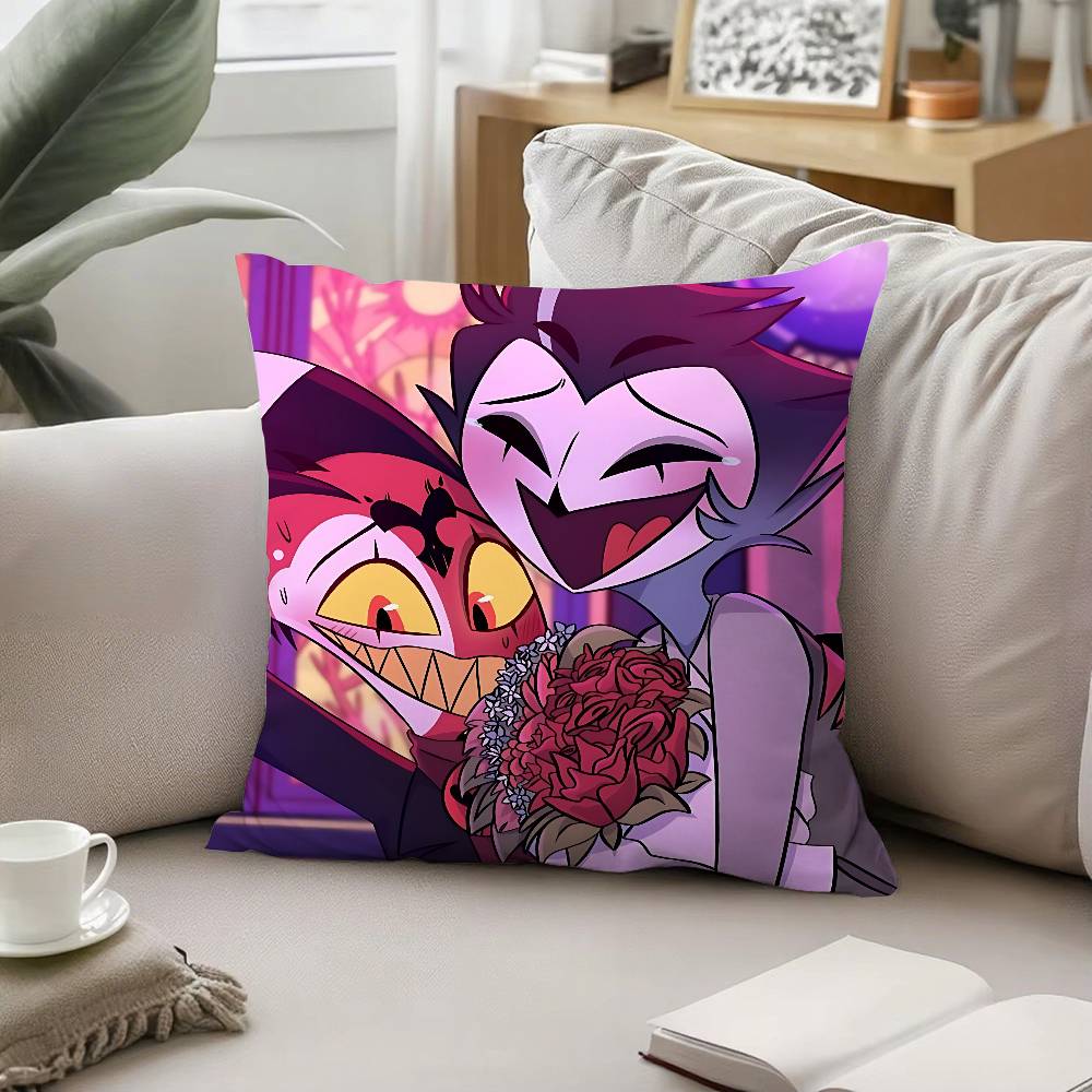 Urocza poszewka na poduszkę A-Helluva Boss-H Poszewka na poduszkę do rzucania Miękka Urocza Poszewka na poduszkę do samochodu Kanapa Poszewka na poduszkę Poliester Z zamkiem błyskawicznym