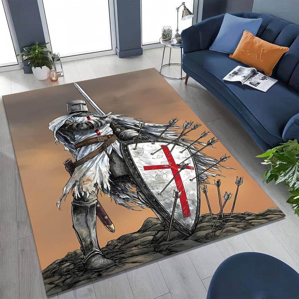 Templar Blood Knight Honor Holy Crusader Cartoon Rug for Bedroom Living Room Sofa Home Doormat Decor,Kid Play Non-slip Floor Mat