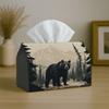1pc Rustic Wilderness Bear Mountain Tissue Box Holder - Realistic Suitable for Home, Car, Kitchen & Bathroom Decor, Tissue Dispenser with Mountain Lan