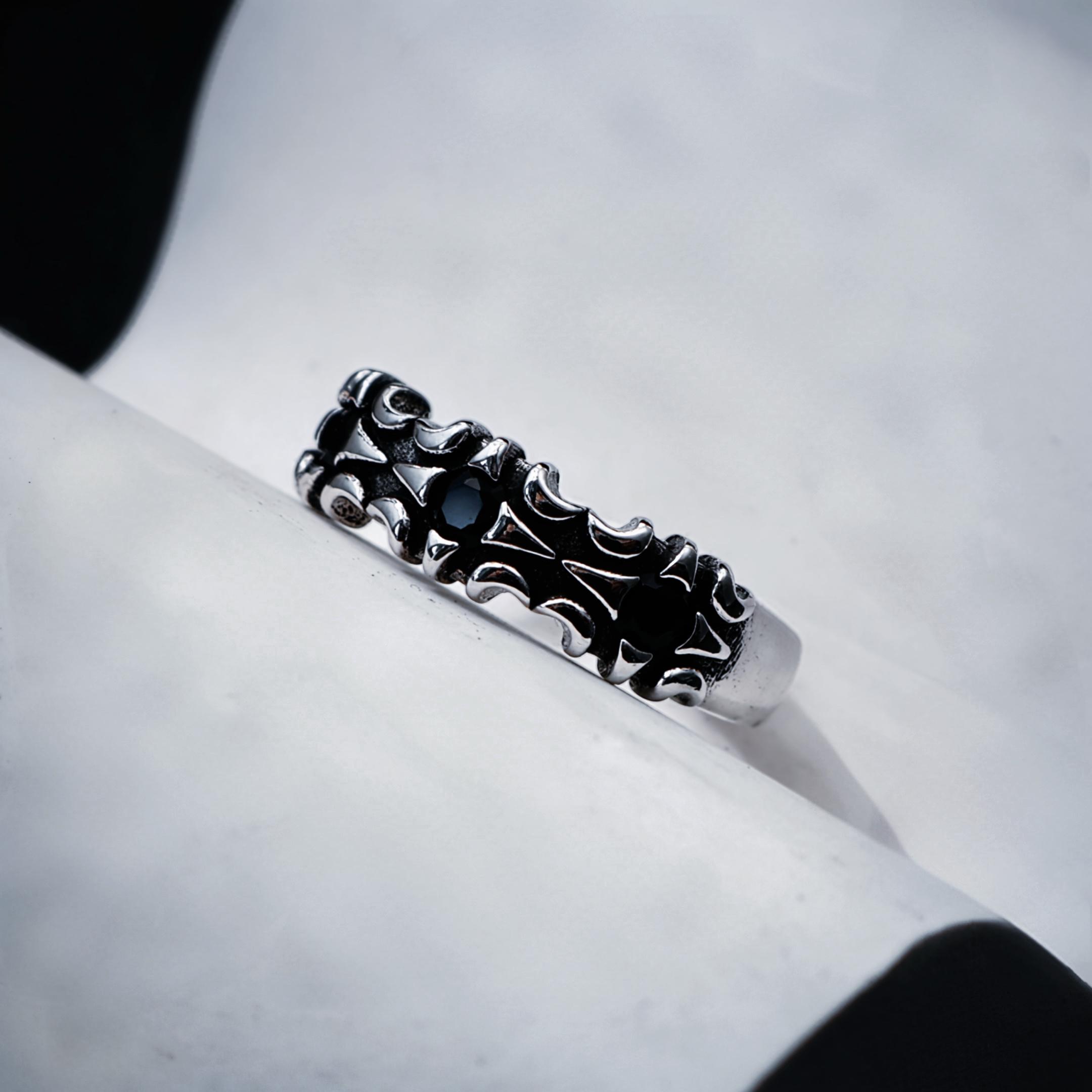 Черные Звезды Регулируемое Открытое Кольцо Для Мужчин Ретро Готика Панк Дерзкое Посеребренная Медь Унисекс Y2K Аксессуары Подарок 8-10