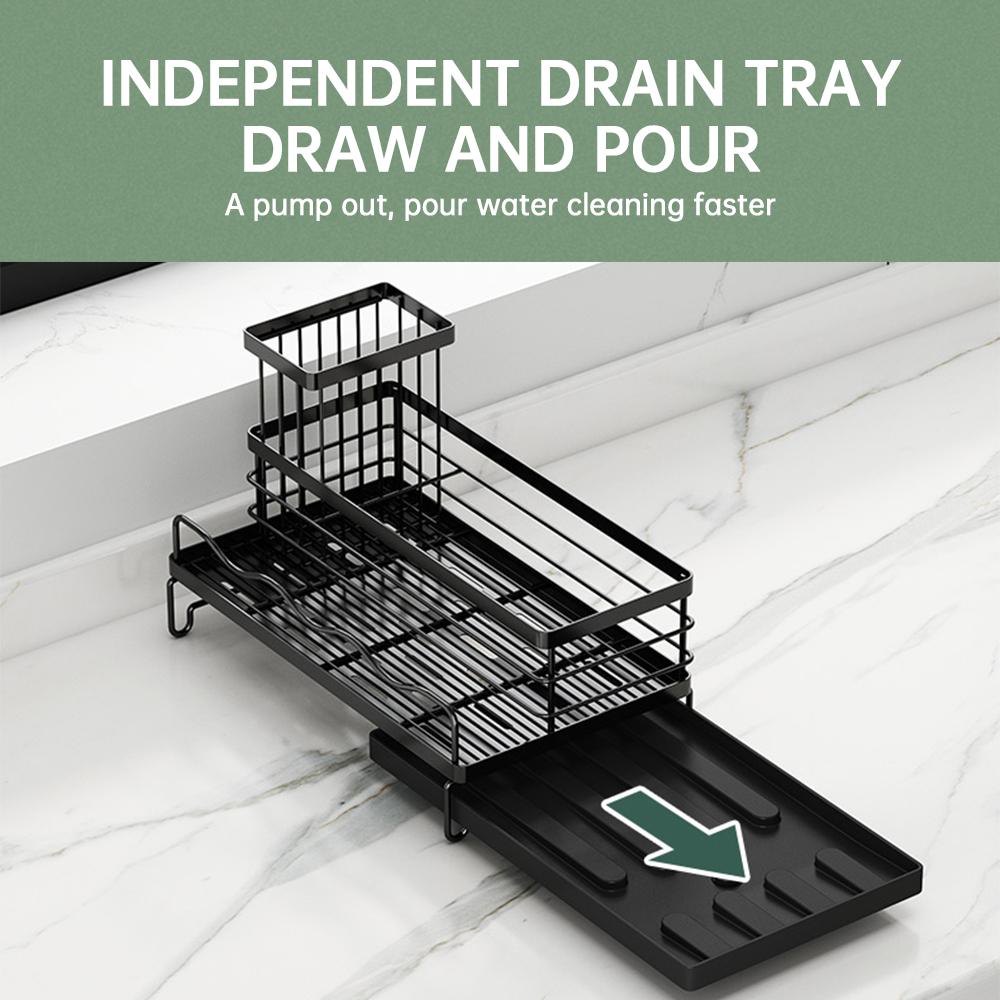 Sponge Holder for Kitchen Sink Caddy Organizer with Detachable High Brush Holder  Dish Sponge Holder Drying Rack