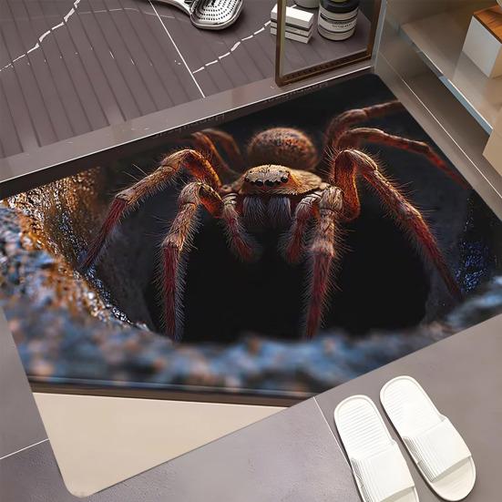 3D Visual Depth Rug Optical Illusion Floor Mat Realistic Hole Spider Doormat Fun Pet Play Rug for Entrance Hallway Living Room