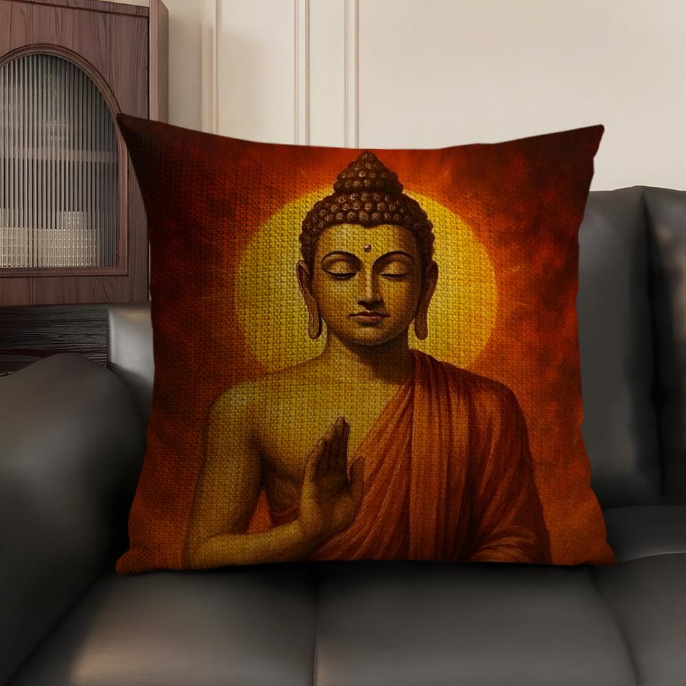 

Cool The Buddha Religious Style Pillow Case DoubleSided Printing Short Plush Sofa Cushion Cover Bedroom Bedside Pillow 30X30cm
