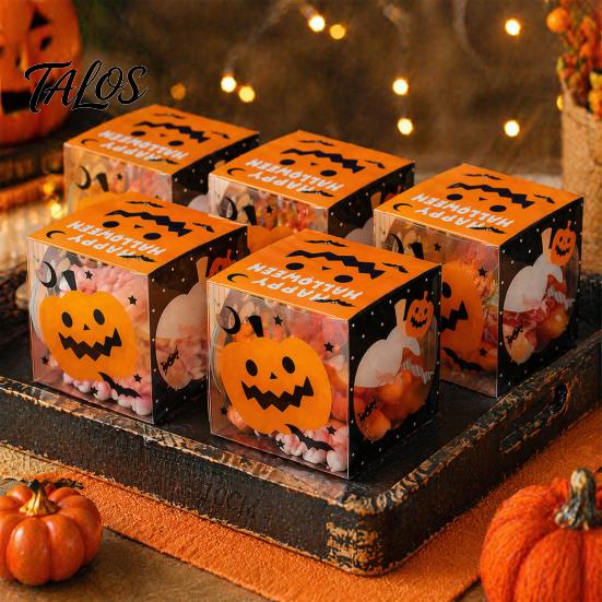 Holiday Goodie Boxes 10 Pcs Halloween Treat Boxes, Cute Small Party Favors Box, Castle Clear Window Gift House Shaped Container for Candy Cookie Snack
