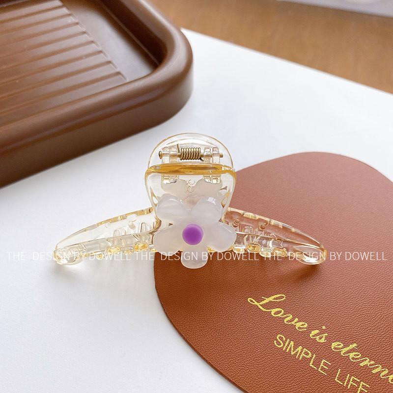 Beautiful Handcrafted Plastic Hair Claw With Colorful Flower Accents For Stylish Girls
