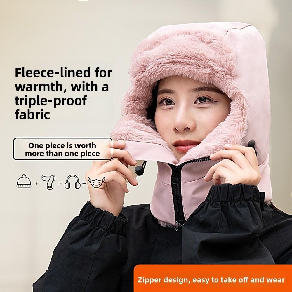 Keep Warm Warm Scarf Face Mask Solid Color Lei Feng Hat Portable 4-in-1 Winter Cycling Hat  Outdoor