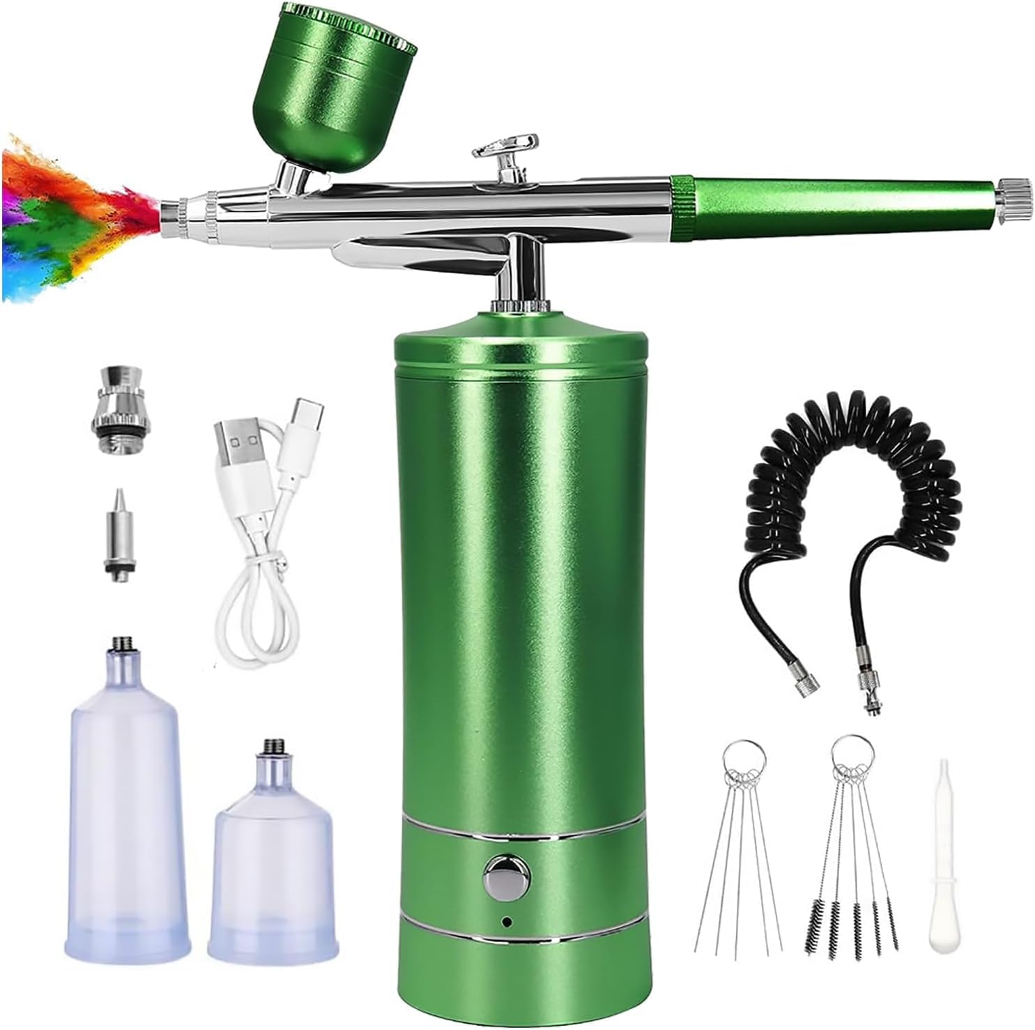

BKJANYO Rechargeable Airbrush Compressor with USB Type-C, 0.3mm Nozzle, for Painting, DIY, and more (Green)