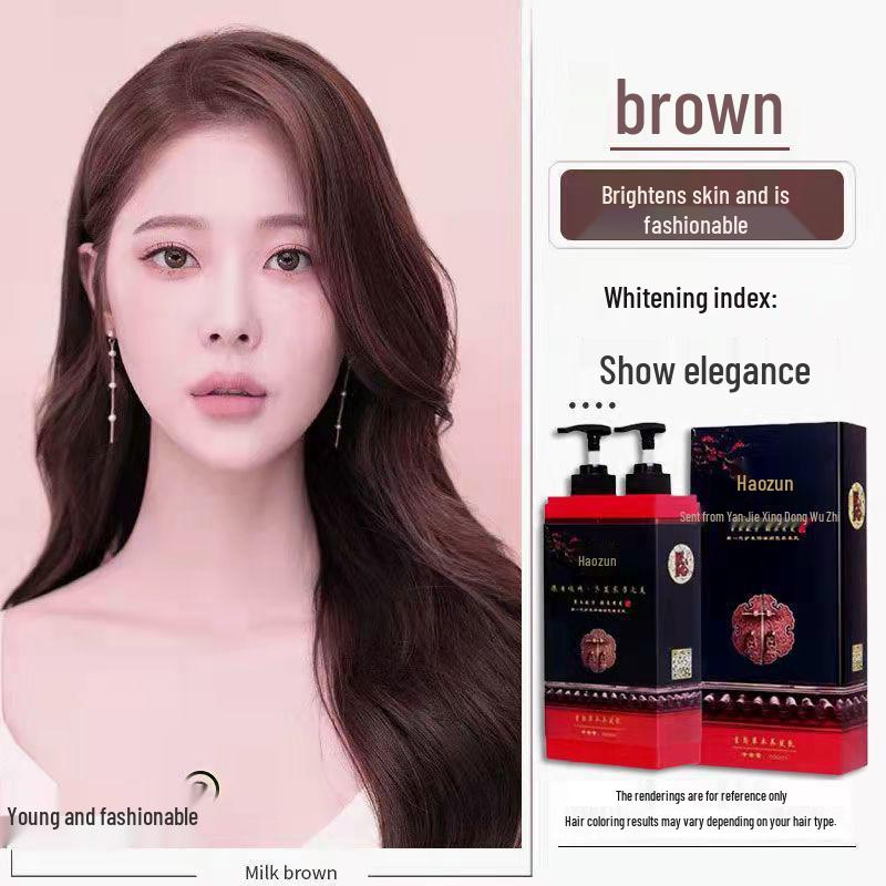Haozun Plant-Based Wash-Out Hair Dye - Gray Coverage, Easy Comb, White to Black 600ML