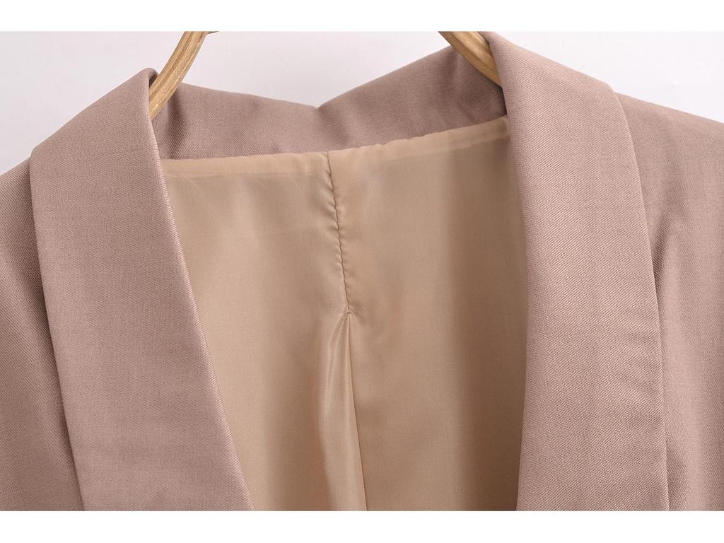 2025 Spring Women's European & American Double-Breasted Lapel Suit Dress