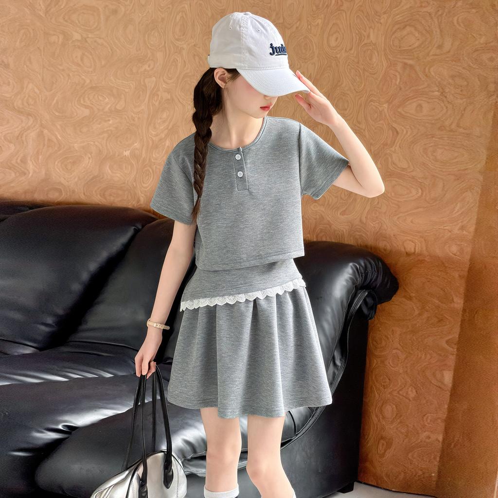 Girls' Summer Casual Short-Sleeved Two-Piece Set