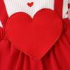 Høstbaby jenter Valentinsdag Kjole 3M 6M 9M 12M 18M Langermet Ruffle Heart Bokstavtrykk jumpsuits med pannebånd