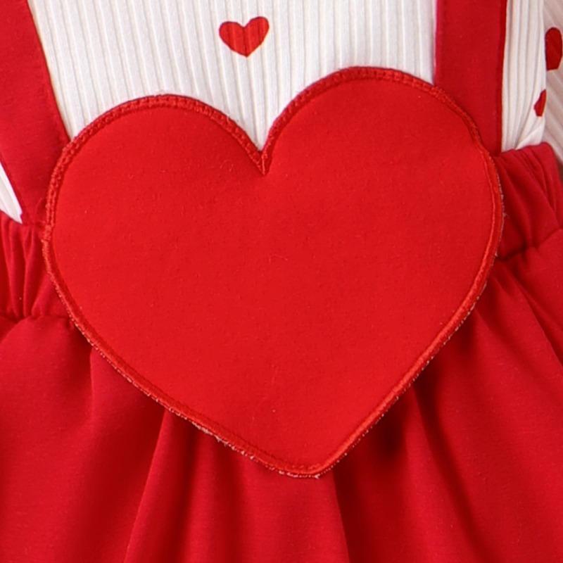 Høstbaby jenter Valentinsdag Kjole 3M 6M 9M 12M 18M Langermet Ruffle Heart Bokstavtrykk jumpsuits med pannebånd