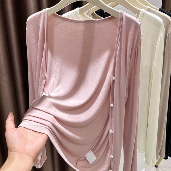 Damen Sommer Leichter Cardigan Lässig Langarm Sonnenschutz Hemden Knopfleiste Strand Überwurf Tops