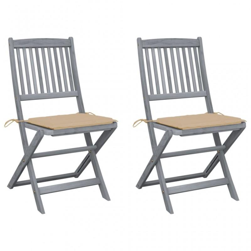 Day and Night - Day and Night Folding Garden Chairs 2 Pcs Cushions Solid Acacia Wood