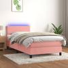 Vidaxl Continental Bed with Mattress and LED, Pink Velvet 100X200Cm