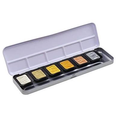 Finetec Metal Paint Box F7001-6 Superior Quality Opaque Colors - 6 Colors - 23 X 6.5 X 1.7 Cm