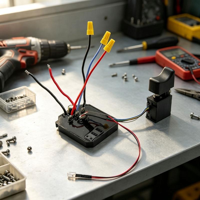 Steuerplatinen-Baugruppe für 21V Bohrmaschine Reparaturdienst, Teil mit Anschlusskabel mit Drucksteuerung und Licht für täglichen Wartungsgebrauch