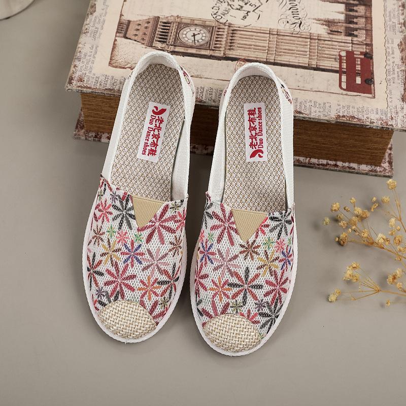 Alte Pekinger Stoffschuhe Damen Weichsohlige Flachabsatz Leichte Freizeitschuhe Mutterschuhe Vielseitig und Atmungsaktiv Einschlupfstoffschuhe Damen s