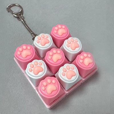 Cat Paw 9-in-1 Sound Fidget Keyboard Clicker W/ Keychain Portable Keyboard Clicker Fidget for Adults and Kids