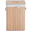 70L Collapsible Bamboo Laundry Hamper Organizer Clothes Washing Basket Bin Storage Box W/ Lid Removable Lining 40x30x60cm