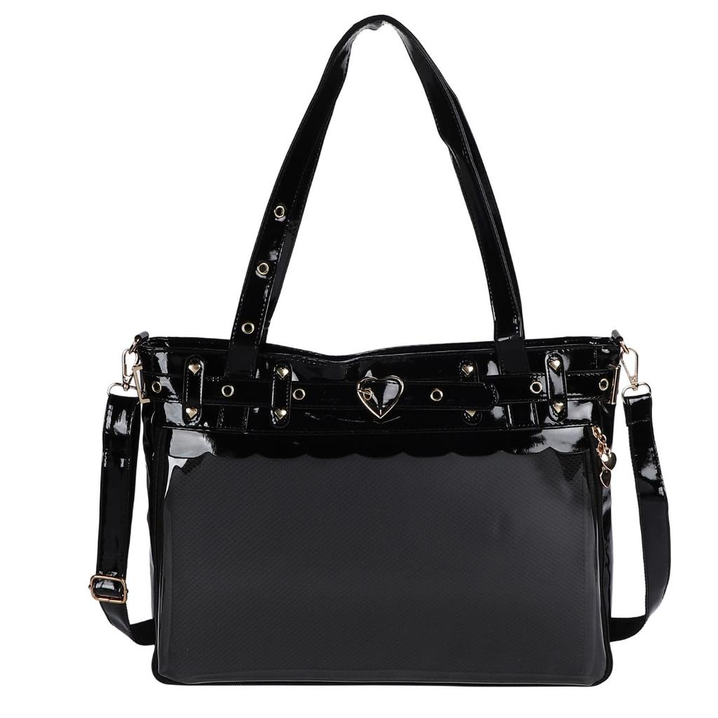 Harugio Ita Tote A4 Large Tote Black and Heart Ita Sheet Bag, Bag, Size, Bag, White, Cute, Stylish, Gothic, Design, Bag, Bag, Merchandise, Event,