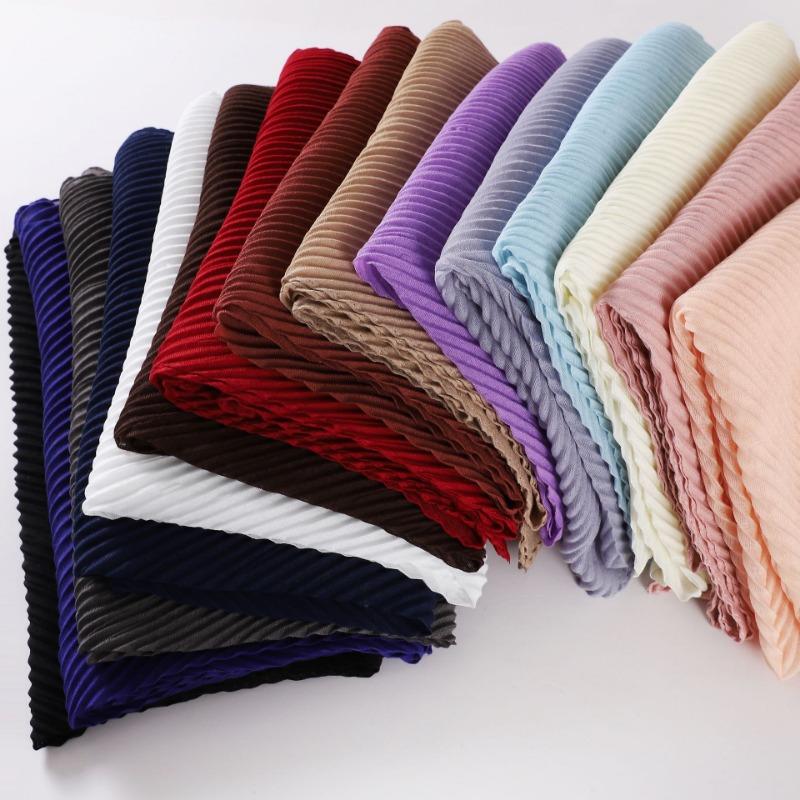 Large Size Pleated Hijab Scarf For Women Muslim Daily Wear