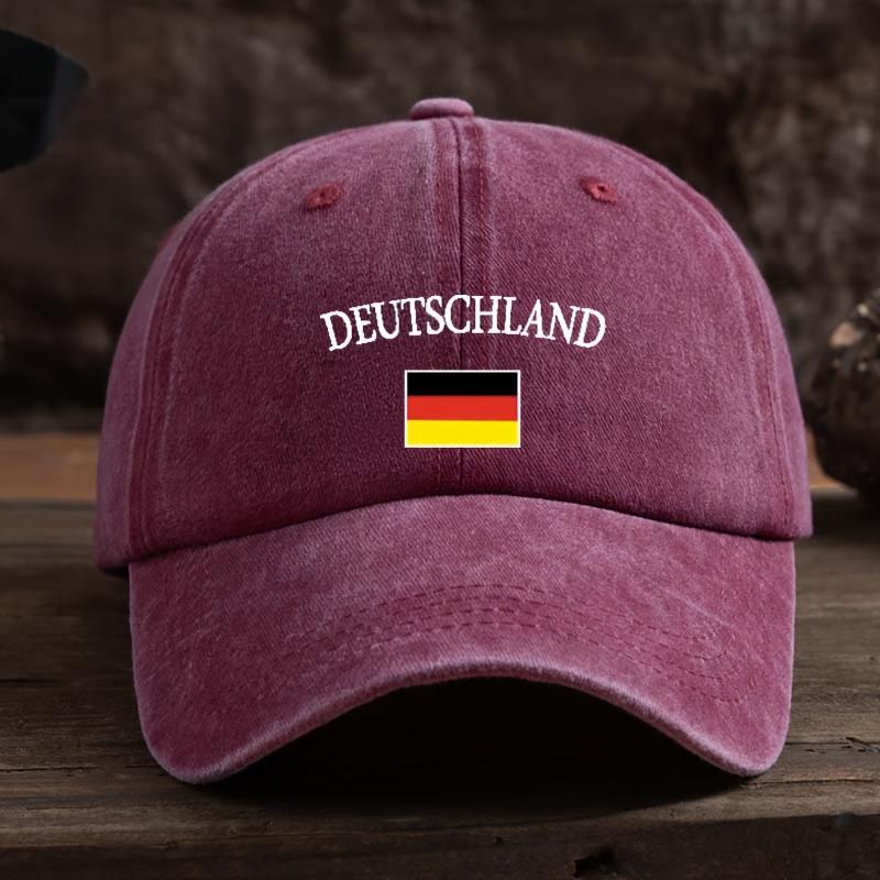 UnisexS Black Baseball Cap Featuring The GerUnisex Flag And The Word DEUTSCHELAND Adjustable Snapback Made from Breathable Fabri