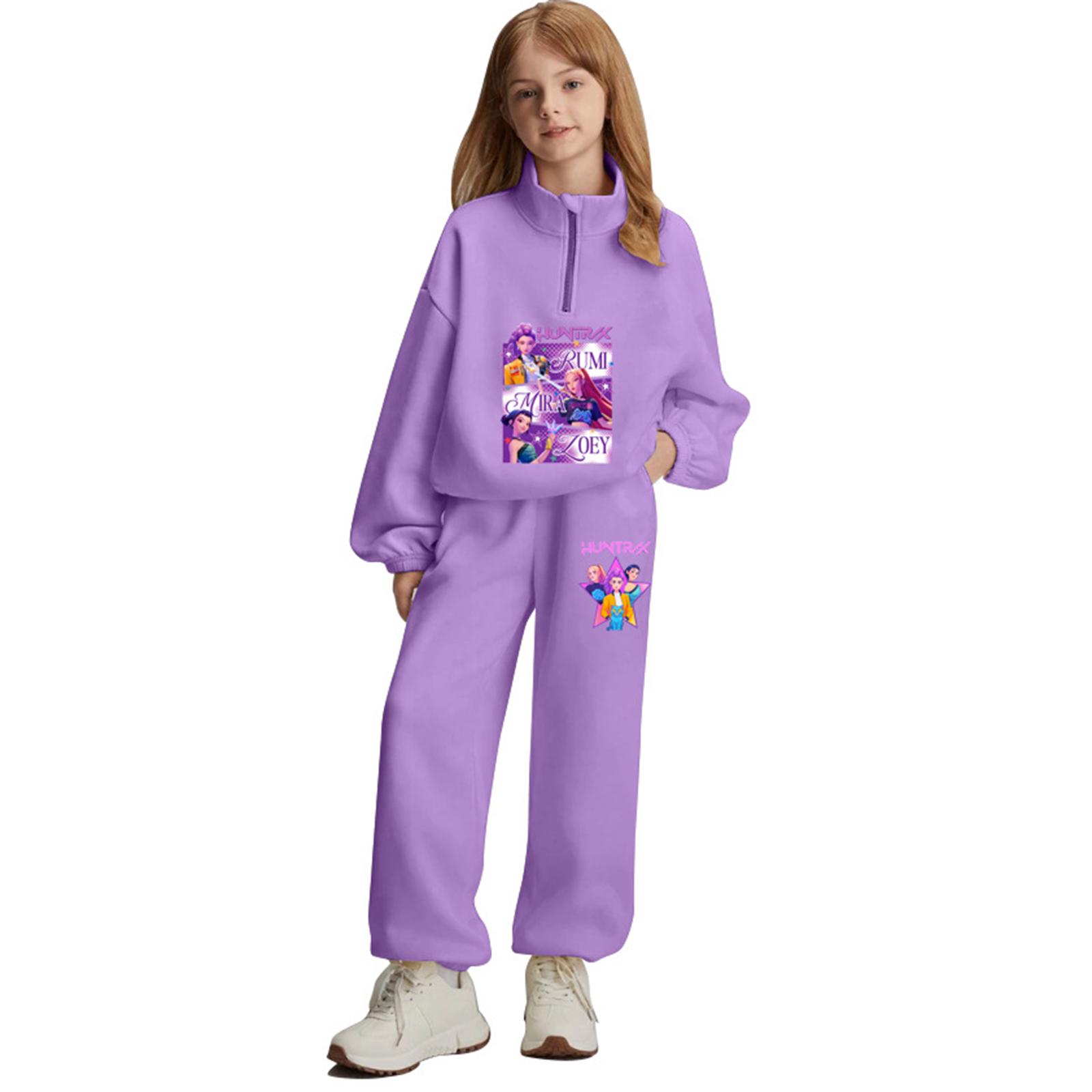 

Девичья толстовка с высоким воротом на молнии до середины + длинные брюки, спортивный флис, повседневный детский комплект 9