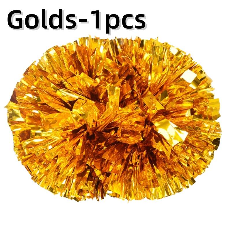 Cheerleading Pom Poms with Handle Cheer Balls Big Gold Silver Red Yellow Blue Hand Dance Pompoms Accessories for Women Girl Kids