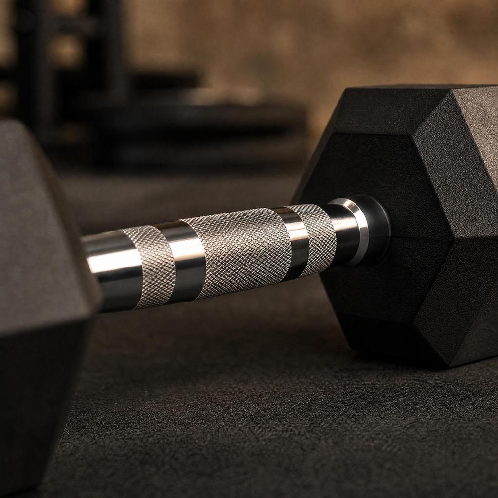 2 Pieces Rubber Coated Hex Dumbbell NonRolling Cast Iron NonSlip for Home Gym, FullBody