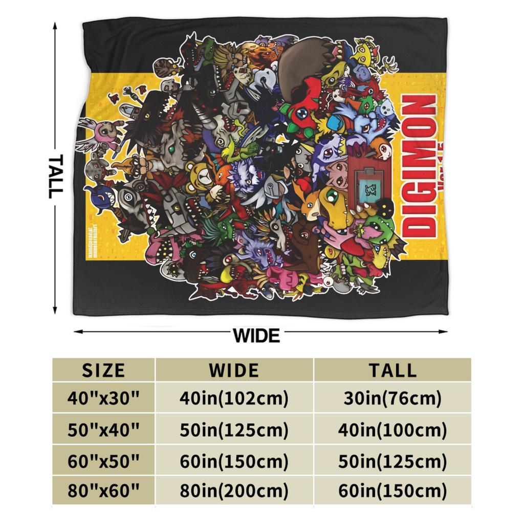 Digimon Virtual Pet Blanket Flannel Decoration Multifunction Super Soft Throw Blankets for Bed Outdoor Rug Piece