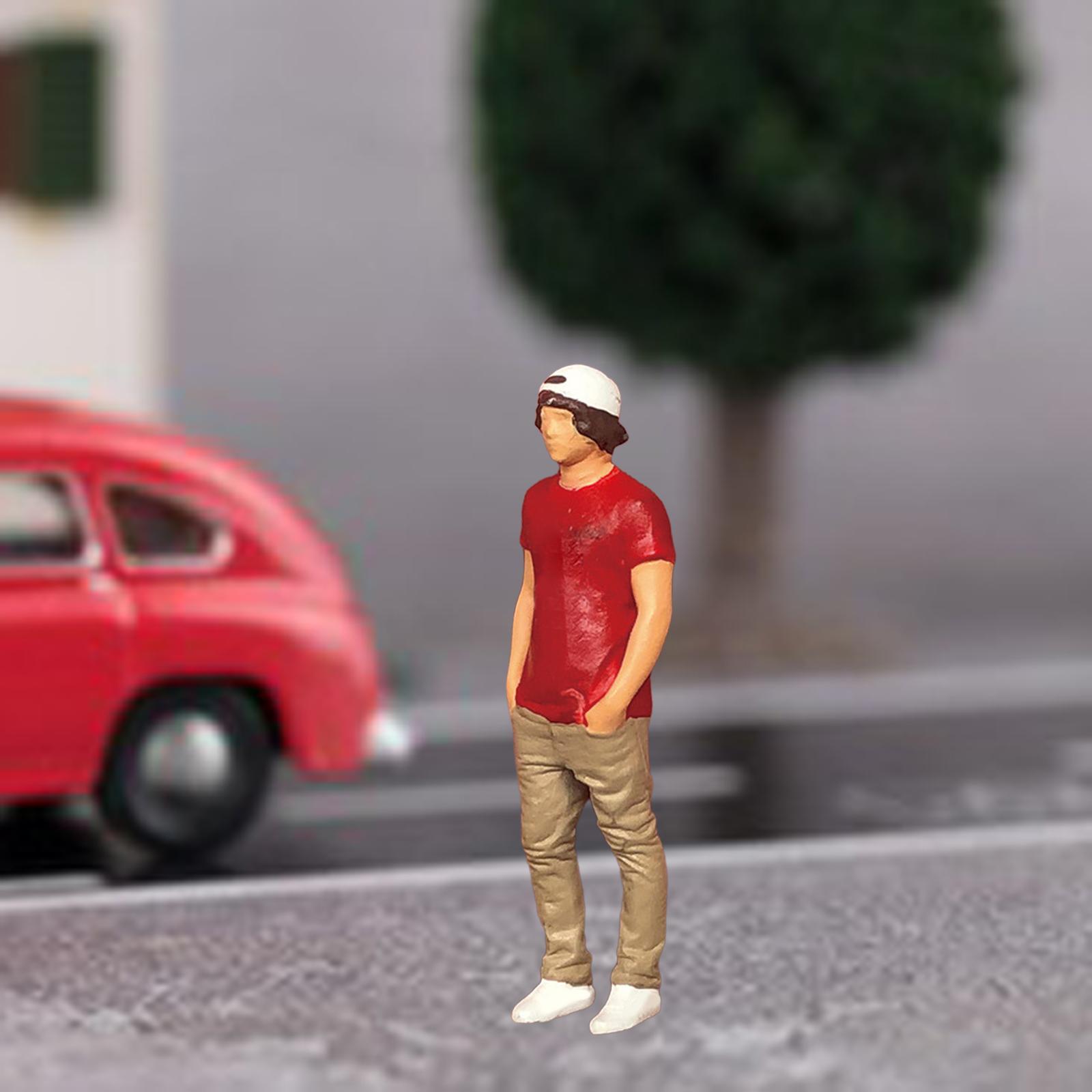 Фигурка человека 1/64, ручная роспись, настольное украшение, модель, миниатюрная фигурка для микро-ландшафтов, кукольный домик, диорама, макет, декор красный