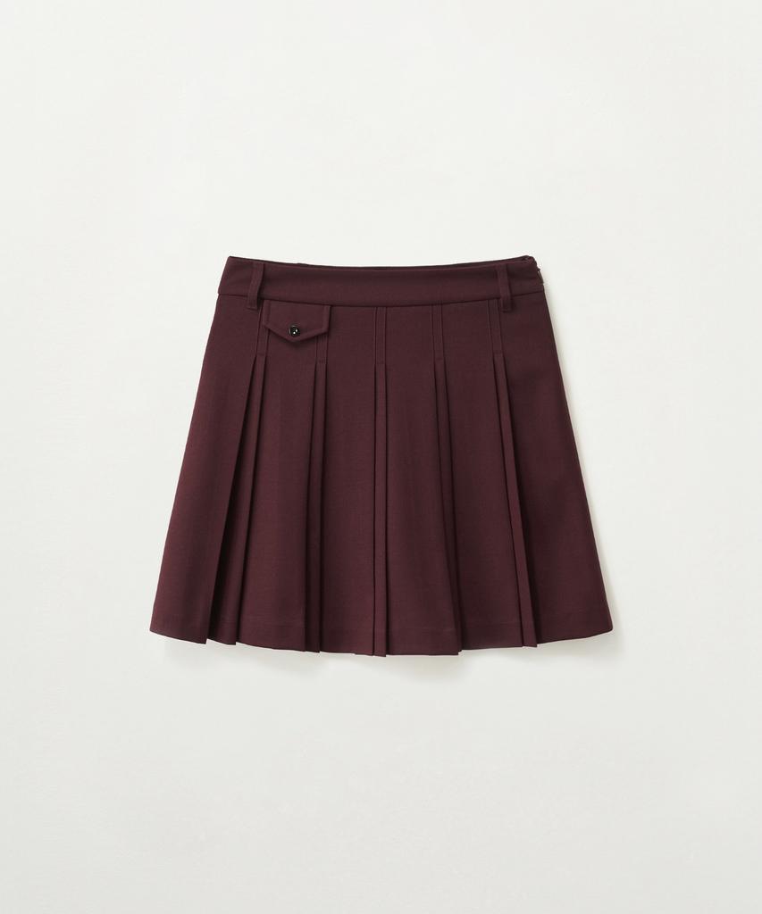 Seteo (W) Pleated Mini Skirt Burgundy