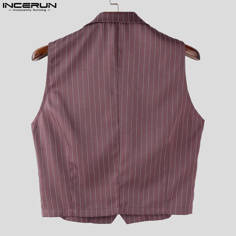 INCERUN Ensembles Deux Pièces Homme Gilet Rayé Sans Manches Court et Pantalon Long Droit